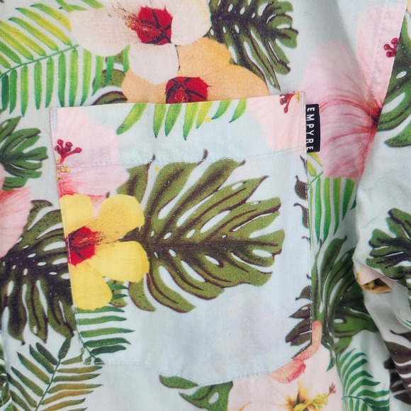Empyre Zumiez Mens Small Floral Hibiscus Hawaiian Shirt Short Sleeve Button - Picture 2 of 4